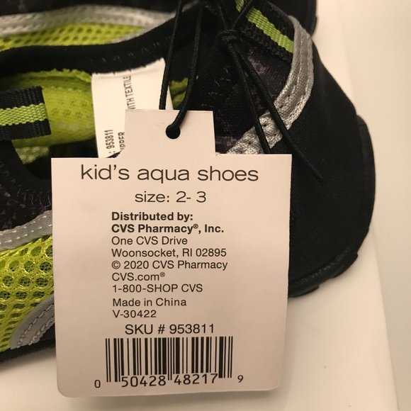 Kids SUN & SKY Aqua Socks Water Shoes~Size 2-3 Neon Green/Black - Picture 5 of 8